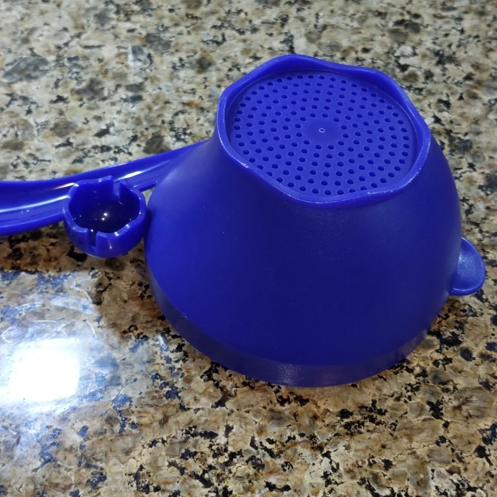 Handled Strainer Colander Sieve Pot-rest Notch Cobalt Blue RARE Vtg Tupperware